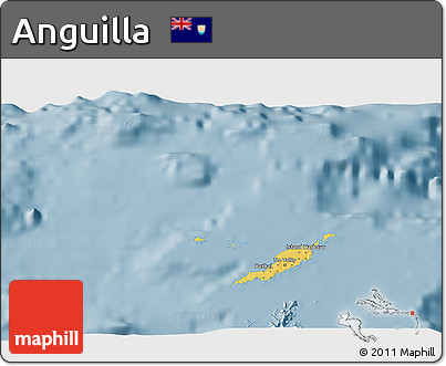 Savanna Style 3D Map of Anguilla, single color outside