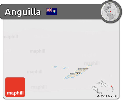Shaded Relief 3D Map of Anguilla, cropped outside