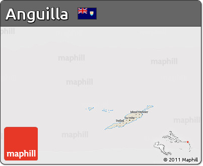 Shaded Relief 3D Map of Anguilla, cropped outside