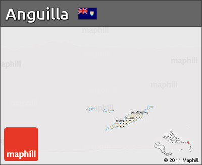 Shaded Relief 3D Map of Anguilla, cropped outside
