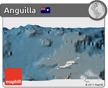 Shaded Relief 3D Map of Anguilla, darken