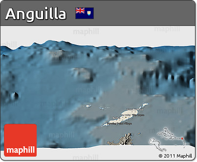 Shaded Relief 3D Map of Anguilla, darken