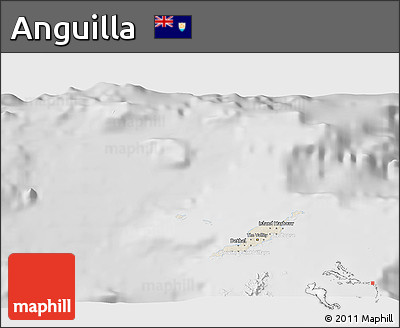Shaded Relief 3D Map of Anguilla, lighten, desaturated