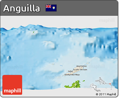 Shaded Relief 3D Map of Anguilla, physical outside