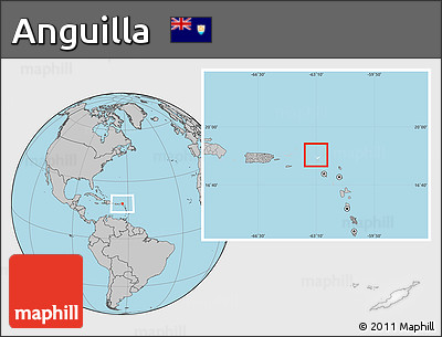 Blank Location Map of Anguilla, gray outside