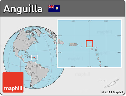 Blank Location Map of Anguilla, gray outside