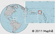 Blank Location Map of Anguilla, gray outside, hill shading outside