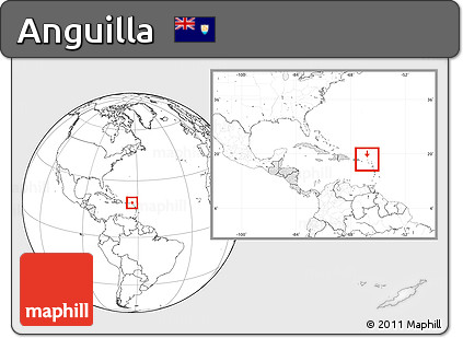 Blank Location Map of Anguilla, highlighted continent, within the entire continent