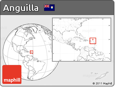 Blank Location Map of Anguilla, highlighted continent, within the entire continent
