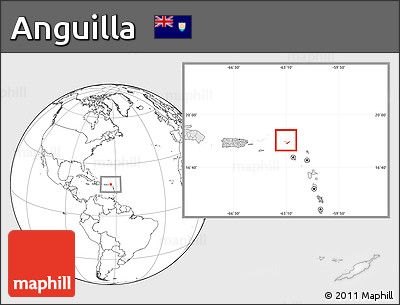Blank Location Map of Anguilla, highlighted continent