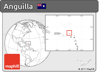 Blank Location Map of Anguilla, highlighted continent
