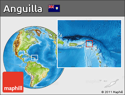 Blank Location Map of Anguilla, physical outside