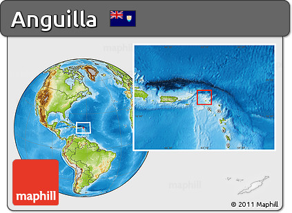 Blank Location Map of Anguilla, physical outside