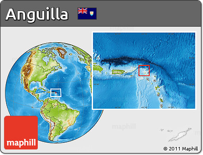 Blank Location Map of Anguilla, physical outside