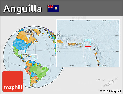 Blank Location Map of Anguilla, political outside
