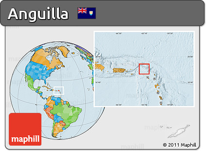 Blank Location Map of Anguilla, political outside