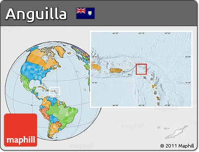 Blank Location Map of Anguilla, political outside