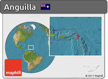 Blank Location Map of Anguilla, satellite outside