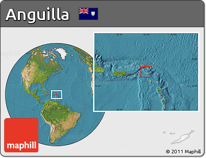 Blank Location Map of Anguilla, satellite outside