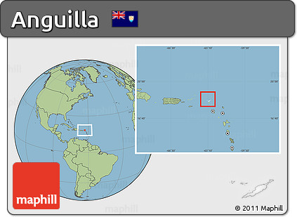 Blank Location Map of Anguilla, savanna style outside