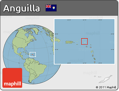 Blank Location Map of Anguilla, savanna style outside