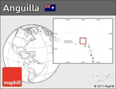 Gray Location Map of Anguilla, blank outside