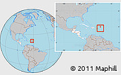 Gray Location Map of Anguilla, highlighted continent, within the entire continent
