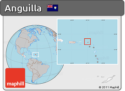 Gray Location Map of Anguilla, highlighted continent