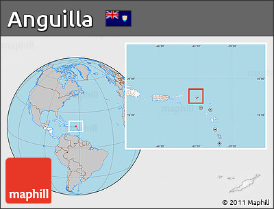 Gray Location Map of Anguilla, highlighted continent