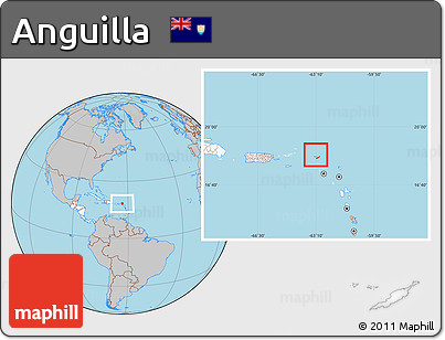 Gray Location Map of Anguilla, highlighted continent