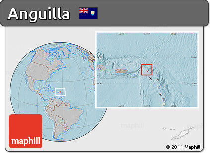 Gray Location Map of Anguilla, hill shading
