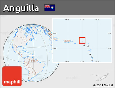 Gray Location Map of Anguilla, lighten