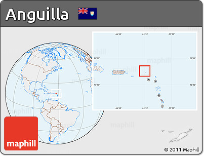 Gray Location Map of Anguilla, lighten
