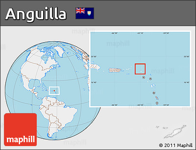 Gray Location Map of Anguilla, lighten, land only