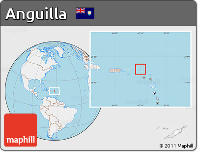 Gray Location Map of Anguilla, lighten, land only