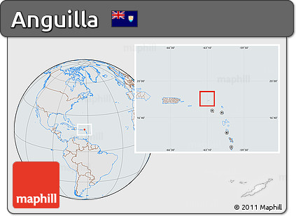 Gray Location Map of Anguilla, lighten, semi-desaturated