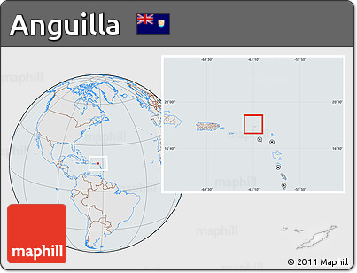 Gray Location Map of Anguilla, lighten, semi-desaturated