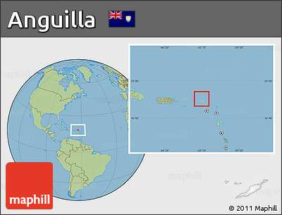 Gray Location Map of Anguilla, savanna style outside
