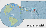 Gray Location Map of Anguilla, savanna style outside, hill shading