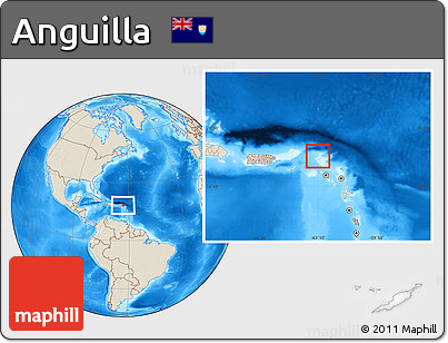 Gray Location Map of Anguilla, shaded relief outside