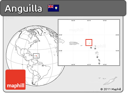 Physical Location Map of Anguilla, blank outside