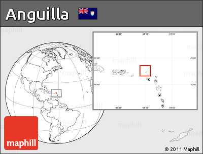 Physical Location Map of Anguilla, blank outside