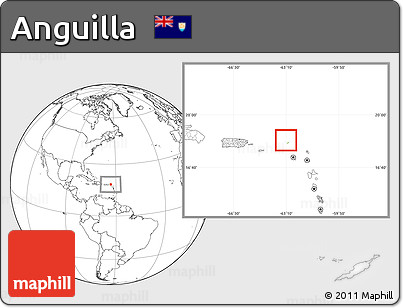 Physical Location Map of Anguilla, blank outside