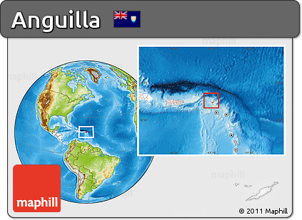 Physical Location Map of Anguilla, highlighted continent