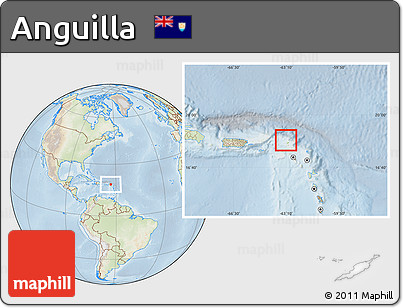 Physical Location Map of Anguilla, lighten