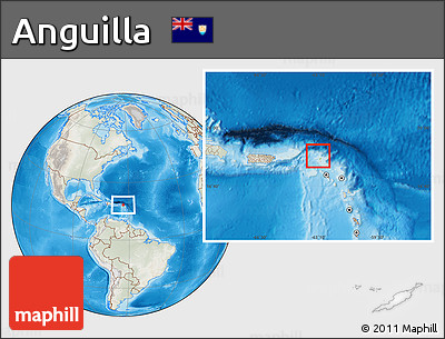 Physical Location Map of Anguilla, lighten, semi-desaturated, land only