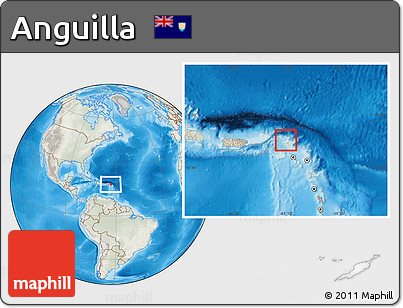 Physical Location Map of Anguilla, lighten, semi-desaturated, land only