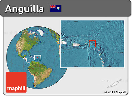 Satellite Location Map of Anguilla, highlighted continent