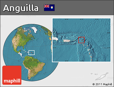 Satellite Location Map of Anguilla, highlighted continent