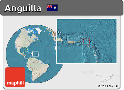 Satellite Location Map of Anguilla, lighten, land only